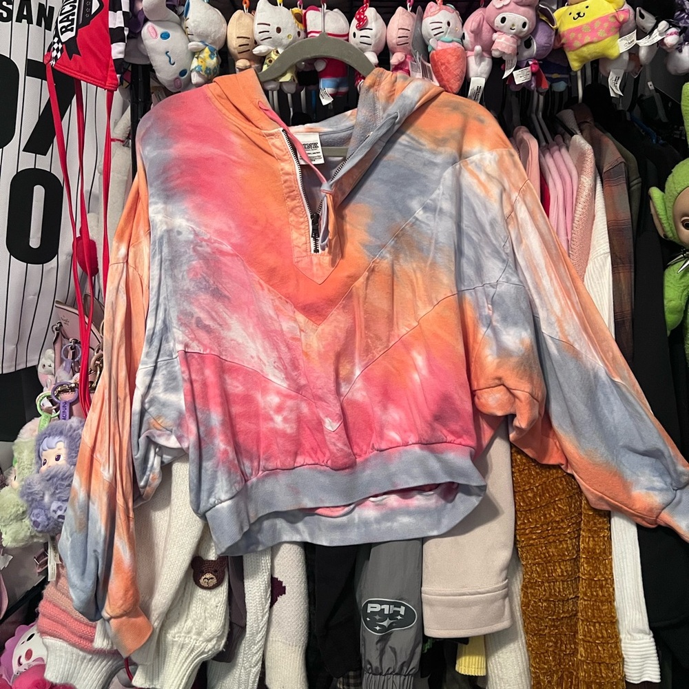 Victorias Secret Pink Cropped Tye Dye Lightweight Quarter Zip